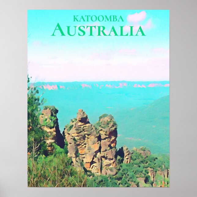 Póster Tres hermanas Katoomba escénica Australia viajan (Frente)