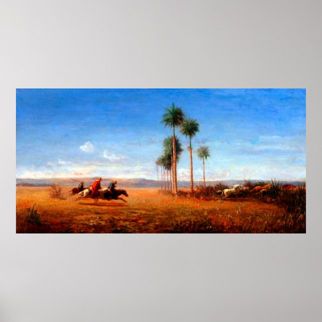 Póster Tres jinetes en galopando a través de una llanura (Frente)