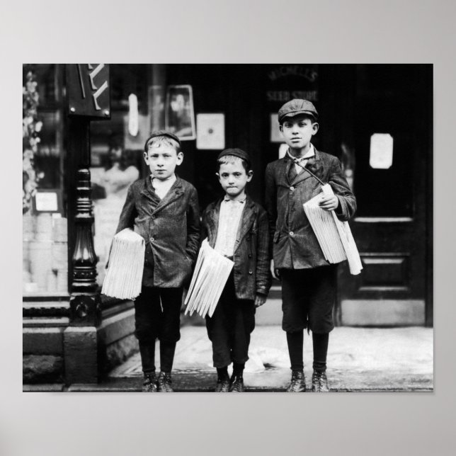 Póster Tres jóvenes novatos - Lewis Hine - Filadelfia (Frente)