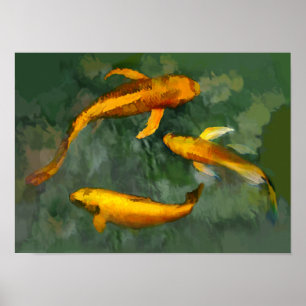 Póster Tres kois en una fuente