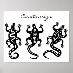 Póster Tres Lizarras negras Thunder_Cove estilo suroeste