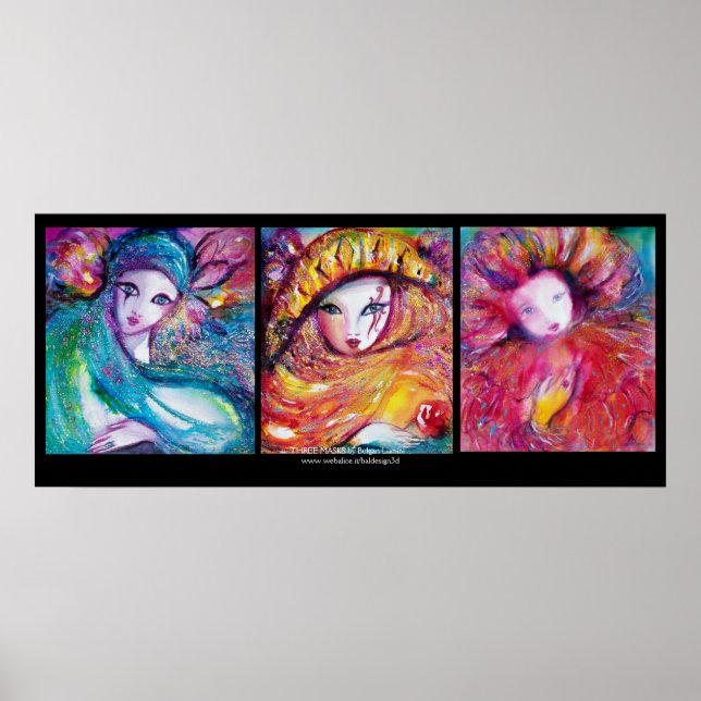Póster TRES MÁSCARAS/Carnaval veneciano (Frente)