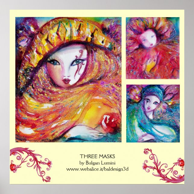 Póster TRES MÁSCARAS/Carnaval veneciano (Frente)