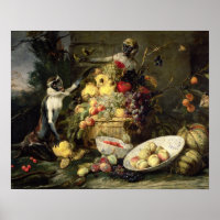 Tres monos robando fruta (aceite sobre lienzo)