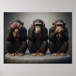Póster Tres monos sabios