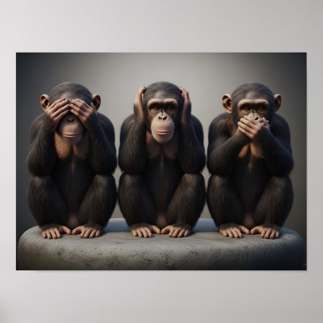 Póster Tres monos sabios (Frente)