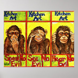 Póster Tres monos sabios