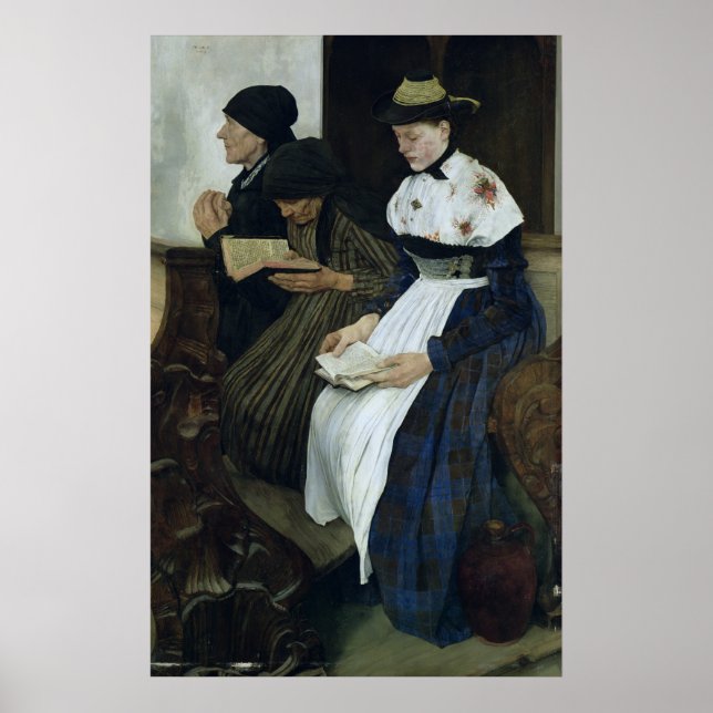 Póster Tres mujeres en la iglesia, 1882 (Frente)