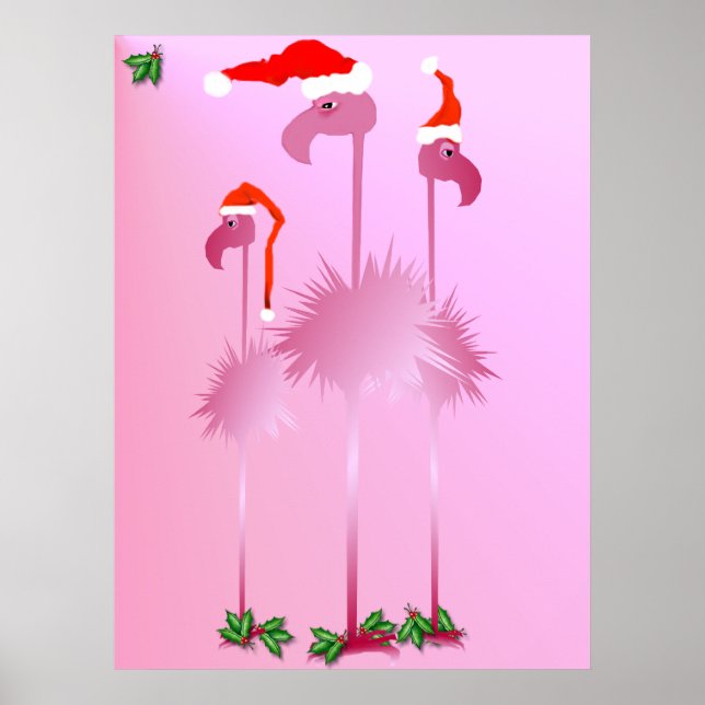 Póster Tres Navidades rosados poster Flamingos (Frente)