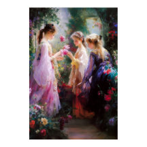 Tres niñas jugando en un jardín