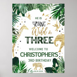 Póster Tres niños de la Selva Salvaje Bienvenida Fiesta d