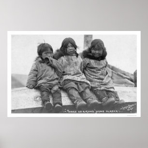 Póster Tres niños esquimales Nome 1908
