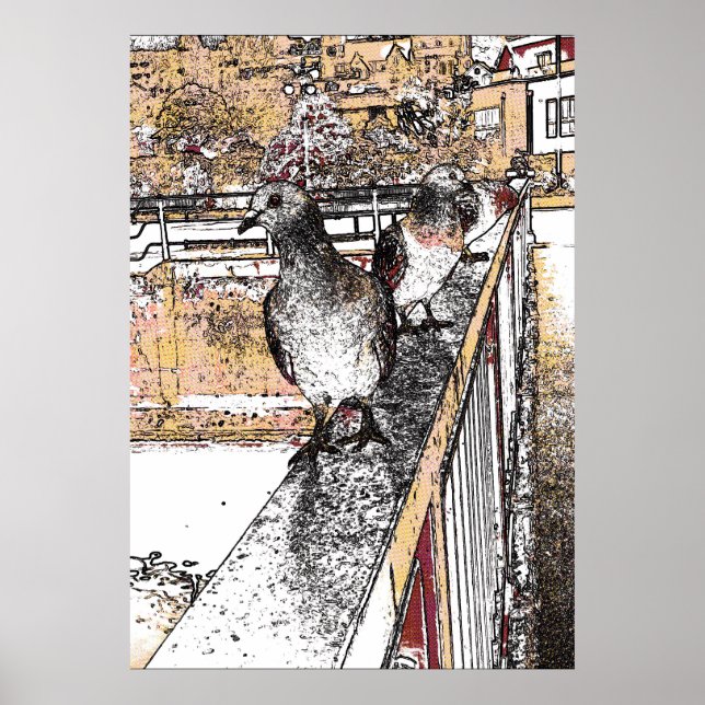Póster Tres palomas junto al canal de Hythe (Frente)