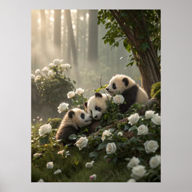 Póster Tres pandas de corte (Frente)