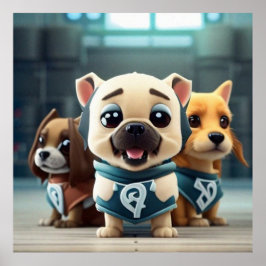 Póster Tres pequeños cachorros cútimos posando para la cá