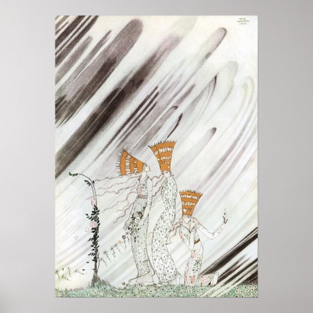 Póster Tres princesas en la montaña azul de Kay Nielsen (Frente)