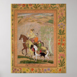Póster Tres príncipes cazando, c.1635 (gouache on pa