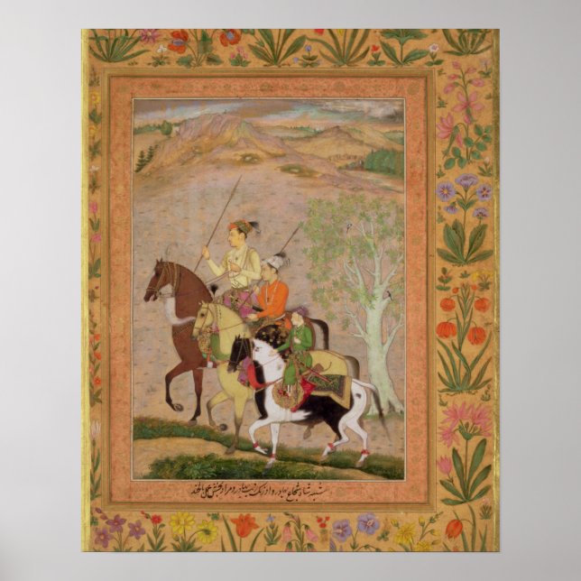 Póster Tres príncipes cazando, c.1635 (gouache on pa (Frente)