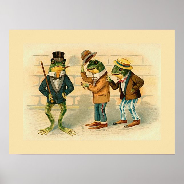 Póster "Tres ranas sociables" (Frente)