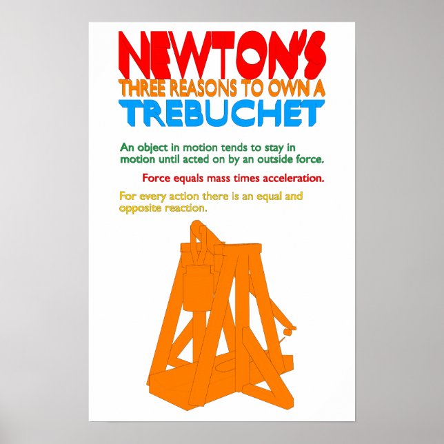 Póster Tres razones de Newton para tener un Trebuchet (Frente)