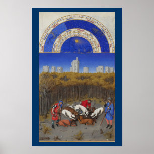 Póster Très Riches Heures - Diciembre