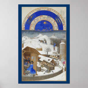 Póster Très Riches Heures - Febrero