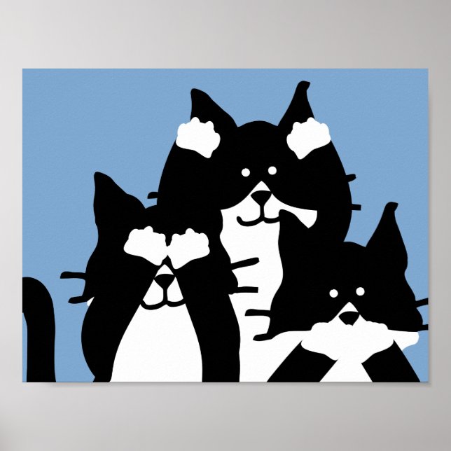 Póster Tres sabios gatitos en un grupo (Frente)