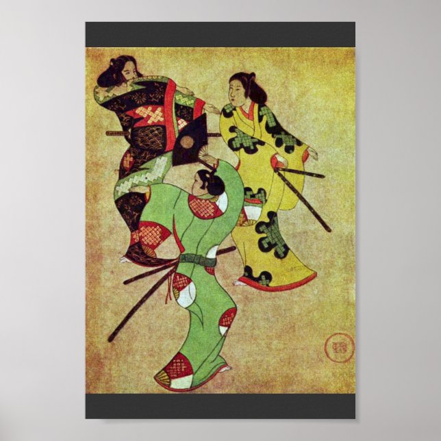 Póster Tres Samurai Bailarín De Katsushige Iwasa (Mejor Q (Frente)