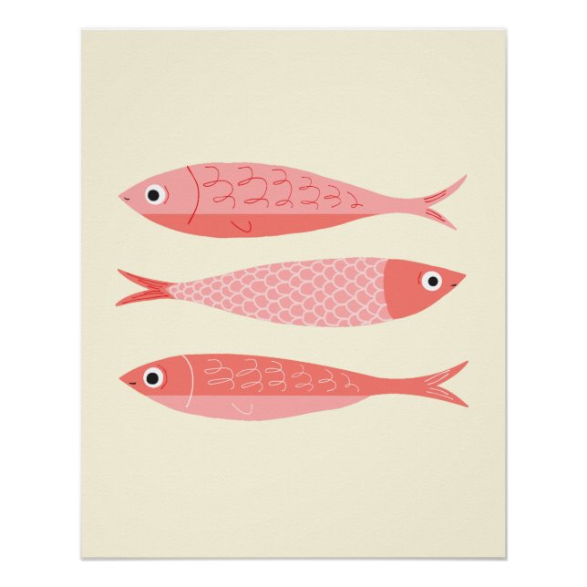 Póster Tres sardinas rosadas (Anverso)
