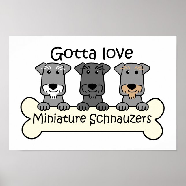 Póster Tres Schnauzers en miniatura (Frente)