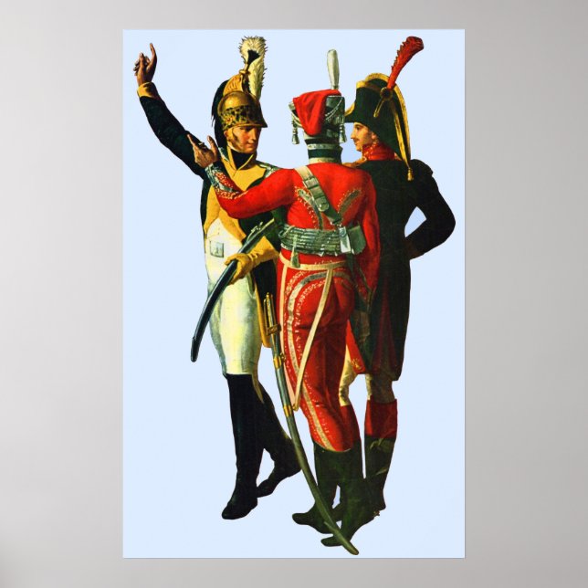 Póster tres soldados franceses alrededor de 1800 impresos (Frente)