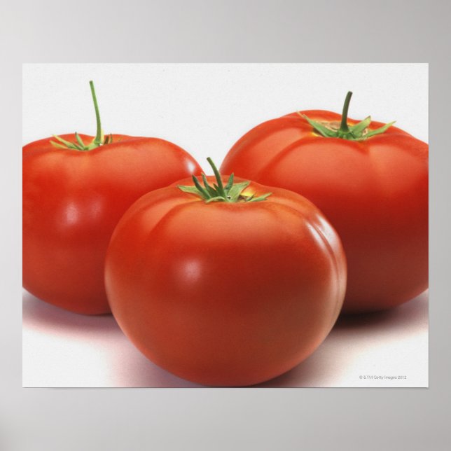 Póster Tres tomates en el mostrador, cerca (Frente)