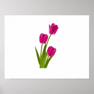 Póster Tres tulipanes rosados girando hacia el Poster der