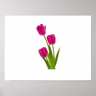 Póster Tres tulipanes rosados girando hacia la izquierda