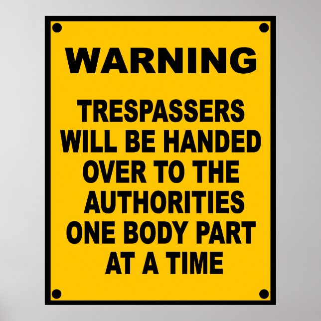 Póster Trespasadores de advertencia (Frente)