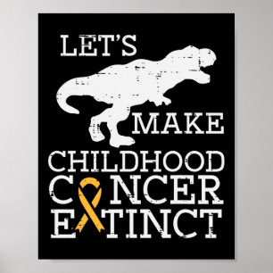 Póster Trex Cáncer Infantil Extinct Awareness Dinosaur B