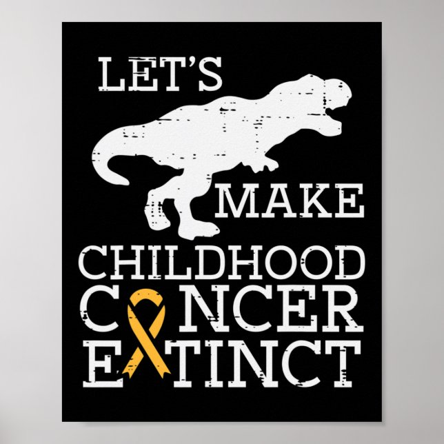 Póster Trex Cáncer Infantil Extinct Awareness Dinosaur B (Frente)
