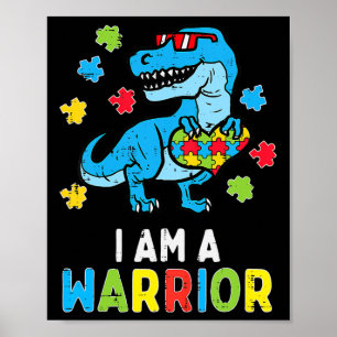 Póster Trex Dino Soy Un Niño Guerrero Consciente Del Auti