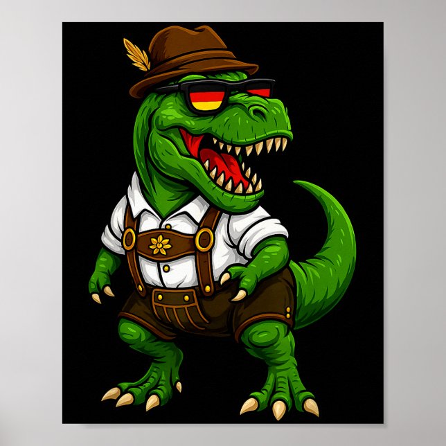 Póster Trex Dinosaur Bavarian German Costume Boys Men Kid (Frente)