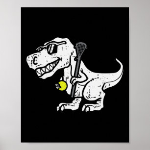 Póster Trex Dinosaur Lacrosse Funny Lax Player Goalie Kid