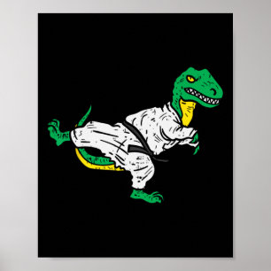 Póster Trex Karate Taekwondo Black Belt Funny Dinosaur Ma