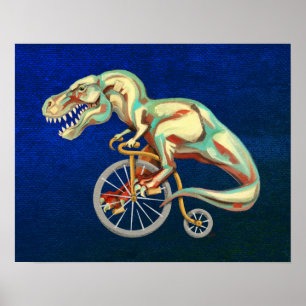 Póster TRex Montando una bicicleta