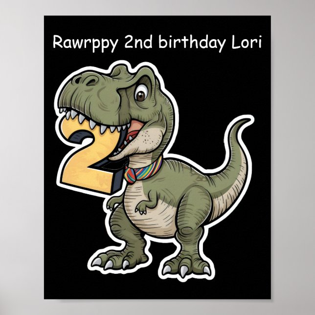 Póster trex mordiendo en el número 2 (Frente)