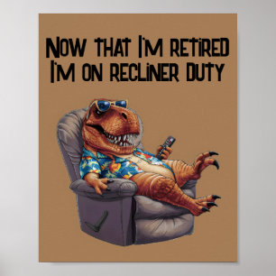 Póster Trex sentado en el mando a distancia de la retenci
