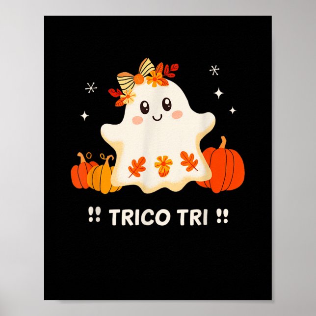 Póster Tri Cute Halloween Spookan Fantasma Mexicano Españ (Frente)