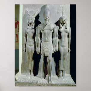 Póster Tríada de Menkaure con la diosa Hathor