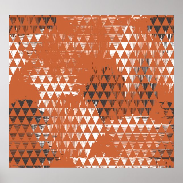 Póster Triangles Seamless: Fondo Naranja (Frente)