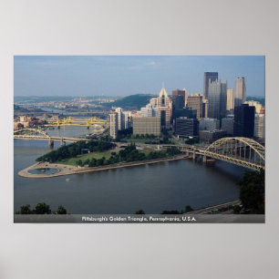 Póster Triángulo dorado de Pittsburgh, Pennsylvania, EE.U