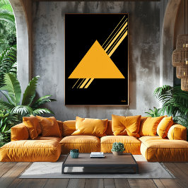 Póster Triángulo Dorado Diseño Minimalista Bauhaus
