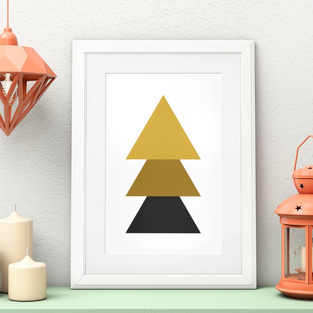 Póster Triángulo geométrico (Golden Mid Century)
